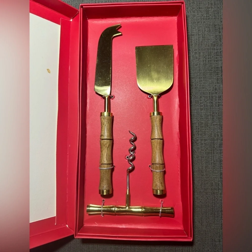 Talbots Wintertaining 3-Piece Cheese Knife & Corkscrew Set Gift Box